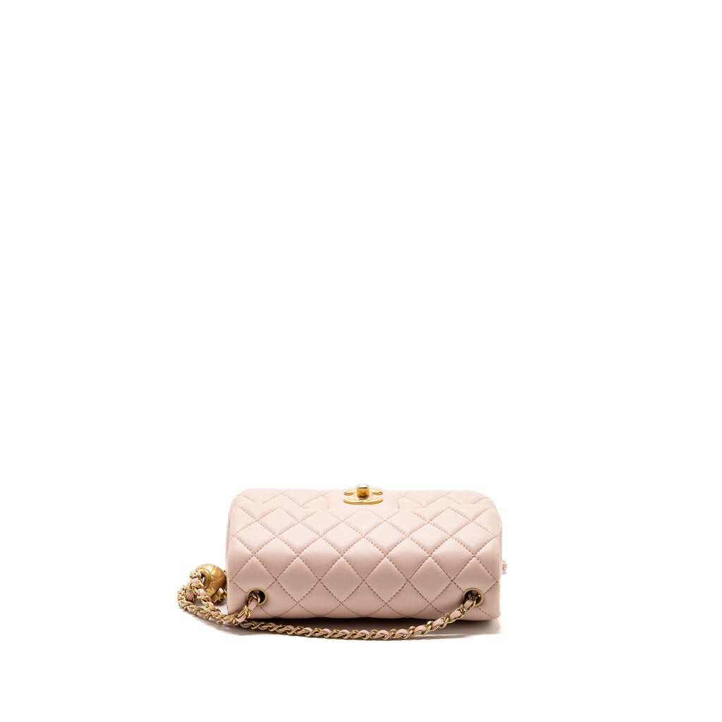 CHANEL 23K PEARL CRUSH MINI RECTANGULAR FLAP BAG LAMBSKIN LIGHT PINK GHW (MICROCHIP)