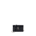 SAINT LAURENT ENVELOPE WALLET ON CHAIN GRAINED CALFSKIN BLACK SHW