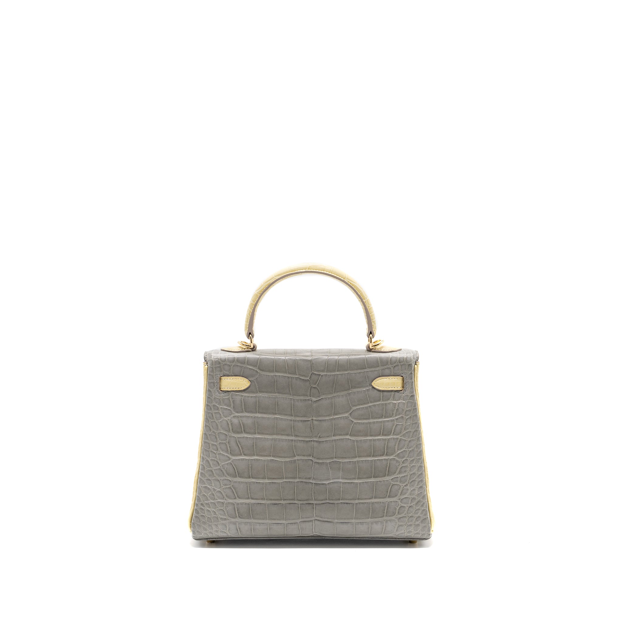 HERMES KELLY 25 ALLIGATOR MISSISSIPPIENSIS MATT GRIS PERLE / VANIELLE LGHW