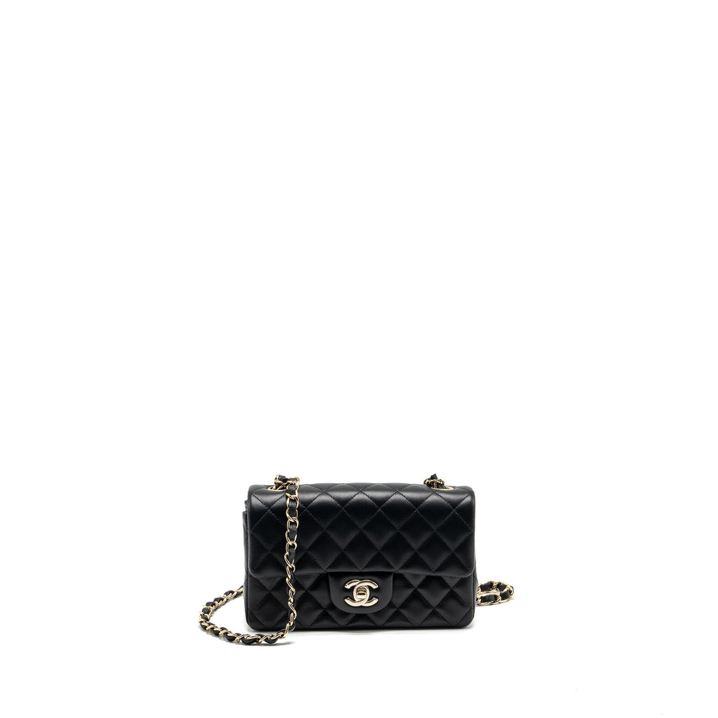 CHANEL MINI RECTANGULAR FLAP BAG LAMBSKIN BLACK LGHW (MICROCHIP)