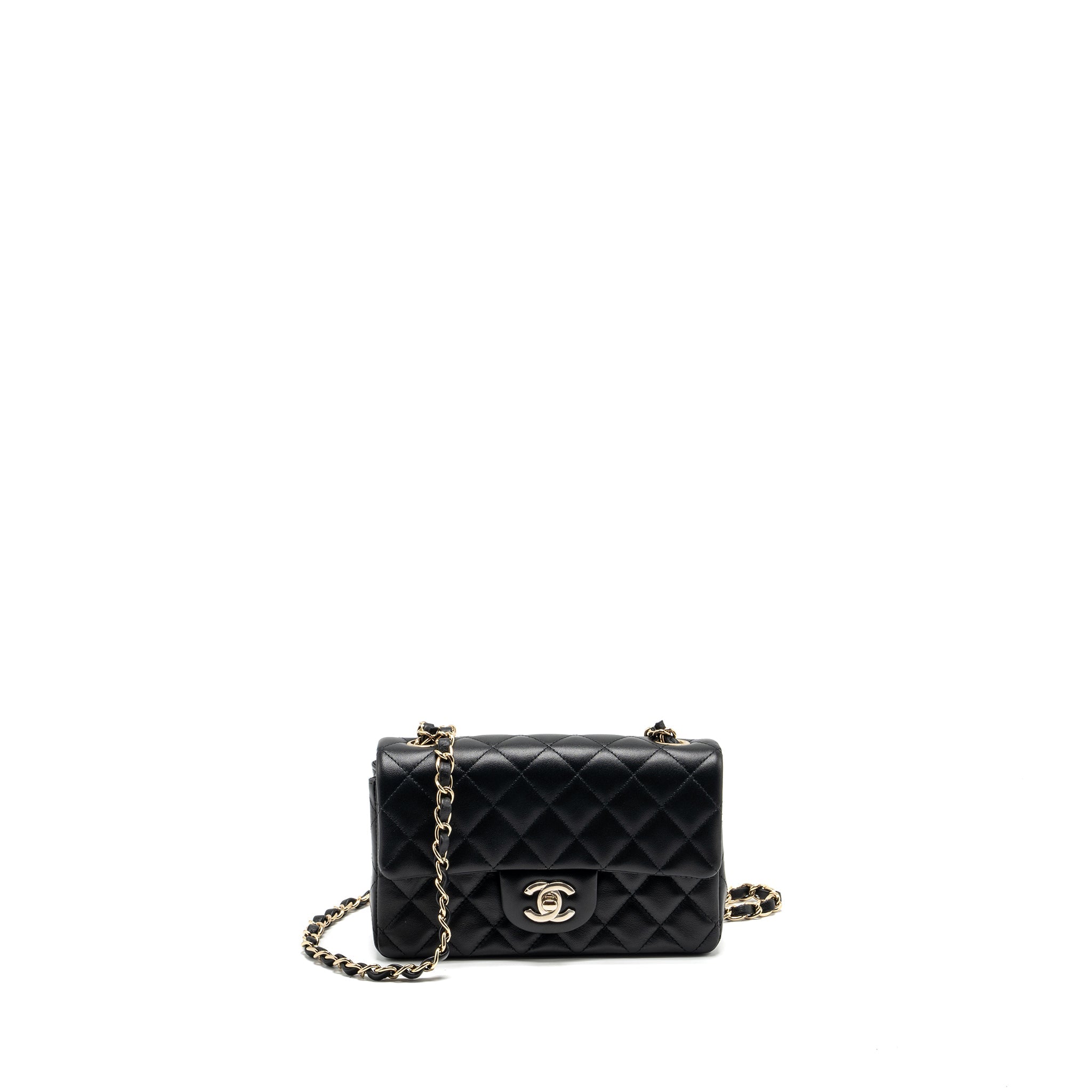CHANEL MINI RECTANGULAR FLAP BAG LAMBSKIN BLACK LGHW (MICROCHIP)