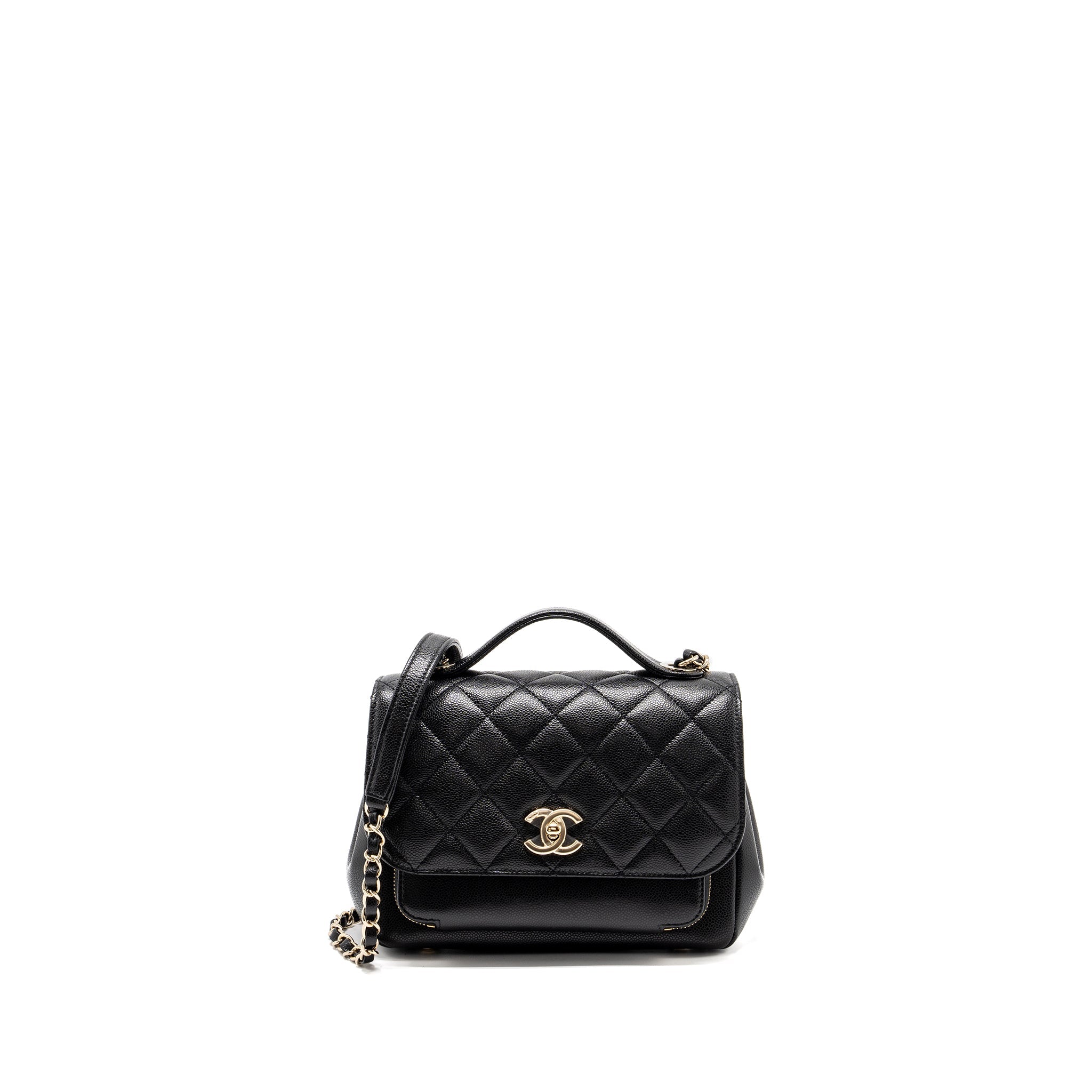 CHANEL MEDIUM BUSINESS AFFINITY CAVIAR BLACK LGHW (MICROCHIP)