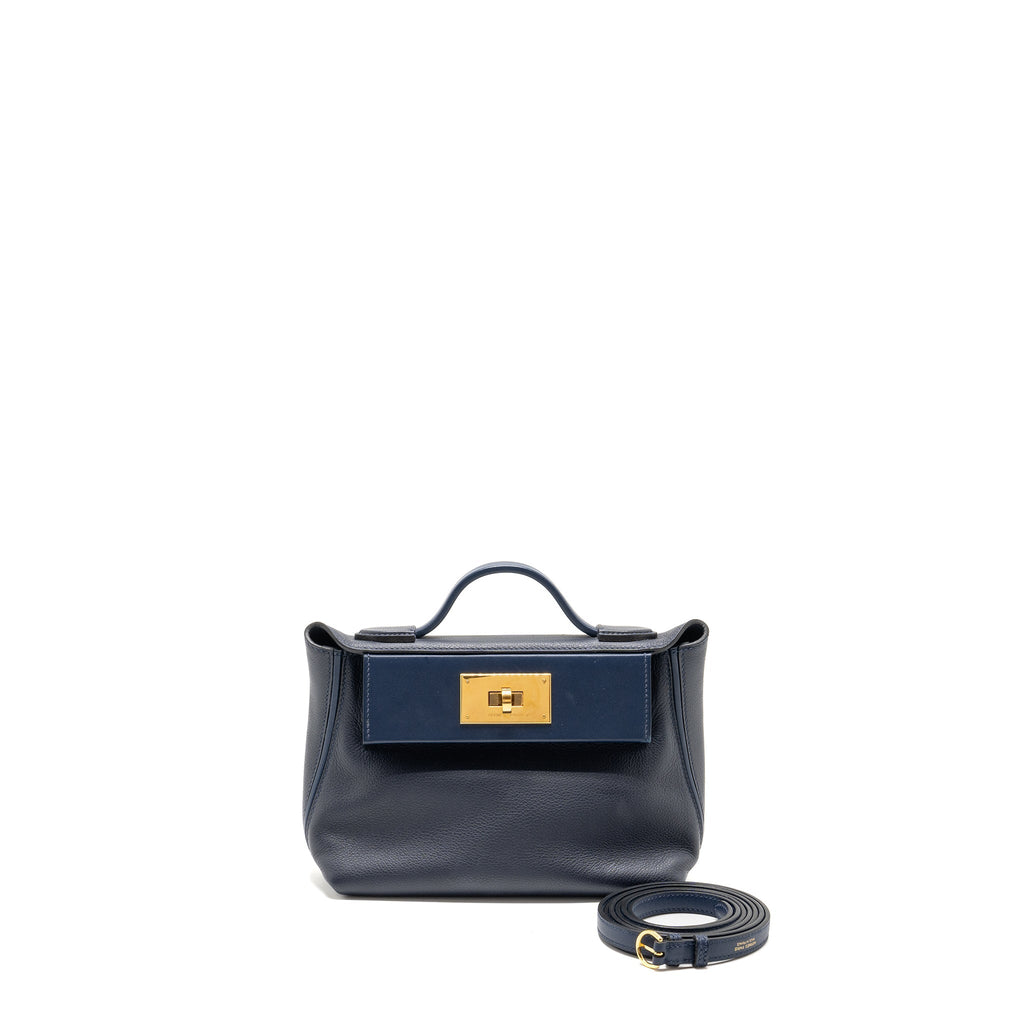 HERMES MINI 2424 24/24-21 BAG EVERCOLOR BLUE NUIT GHW