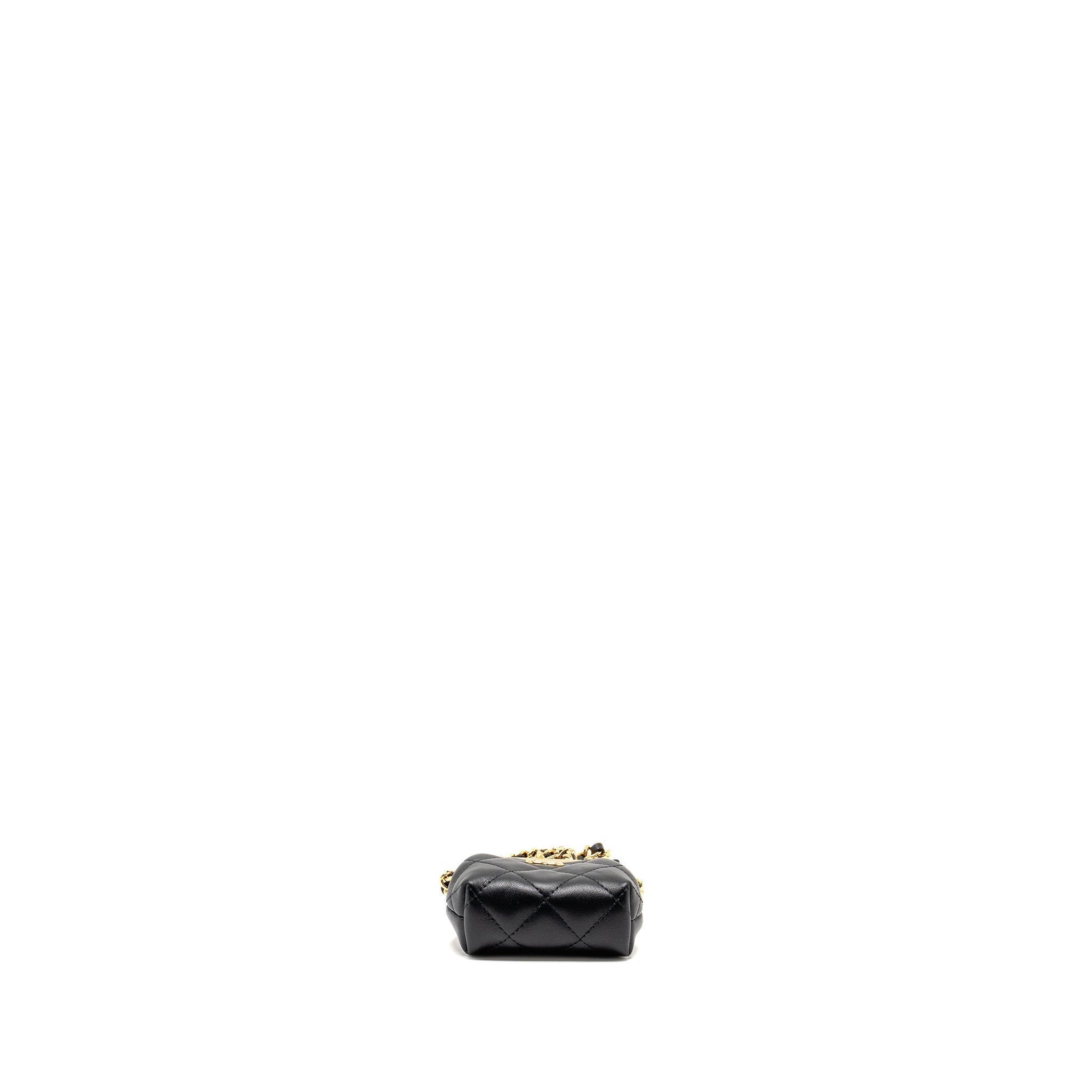 CHANEL 23P MINI COIN PURSE WITH CHAIN CALFSKIN BLACK LGHW(MICROCHIP)