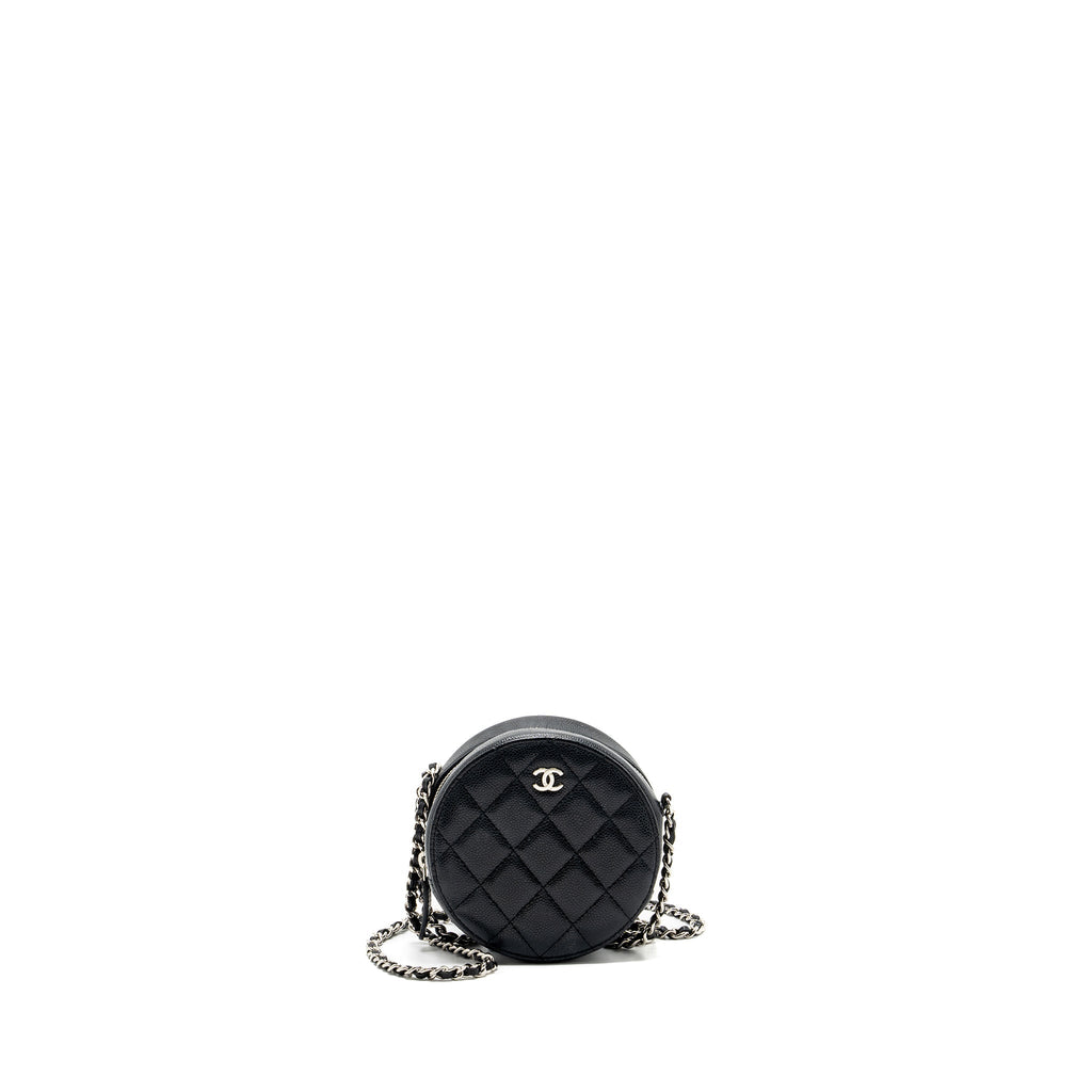 CHANEL ROUND SIP CLUTCH WITH CHAIN CAVIAR BLACK SHW