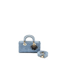DIOR SMALL LADY D-JOY BAG MACROCANNAGE DENIM BLUE LGHW