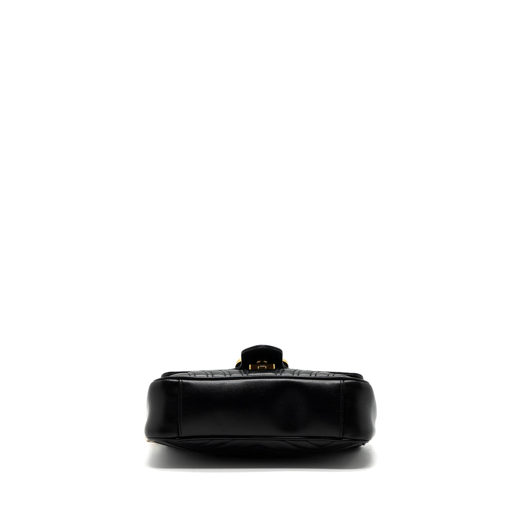 GUCCI MINI GG MARMONT BAG CALFSKIN BLACK BRUSHED GHW
