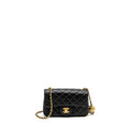 CHANEL PEARL CRUSH MINI RECTANGULAR FLAP BAG LAMBSKIN BLACK GHW (MICROCHIP)