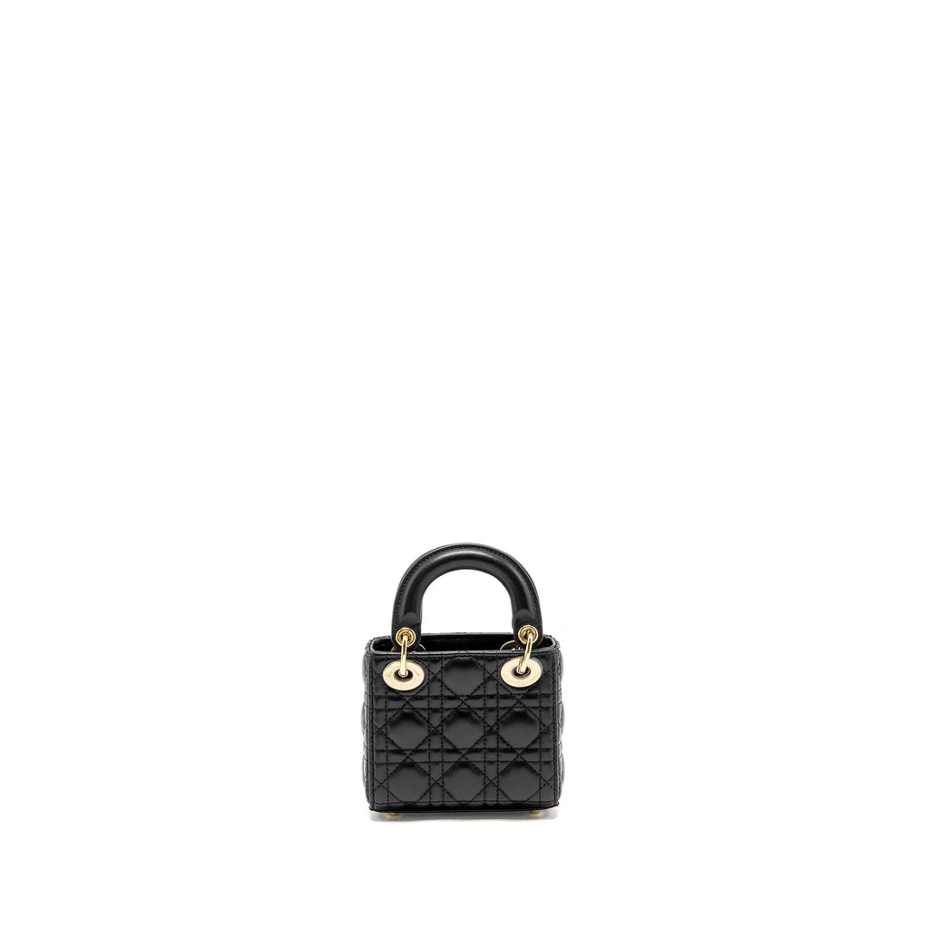 DIOR MICRO LADY DIOR LAMBSKIN BLACK LGHW