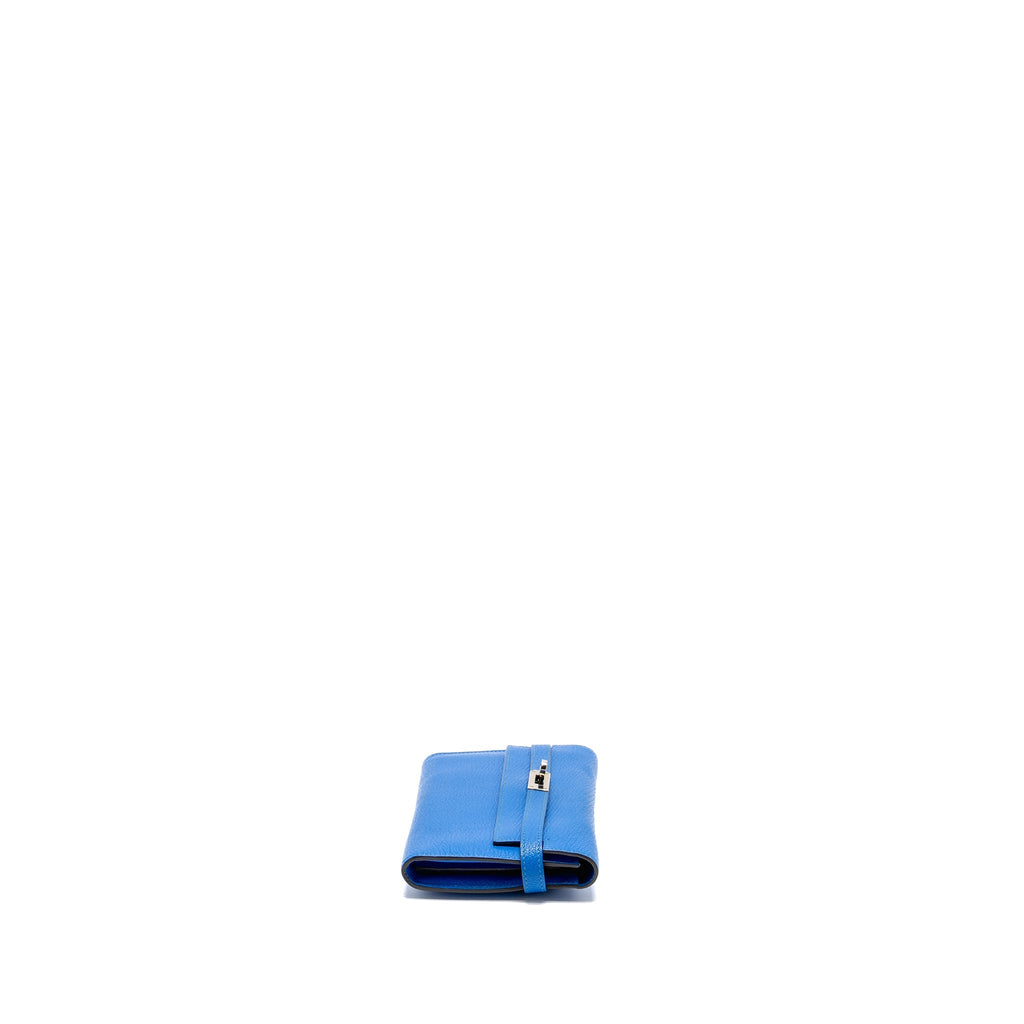 HERMES KELLY LONG WALLET CHÈVRE MYSORE BLUE HYDRA SHW