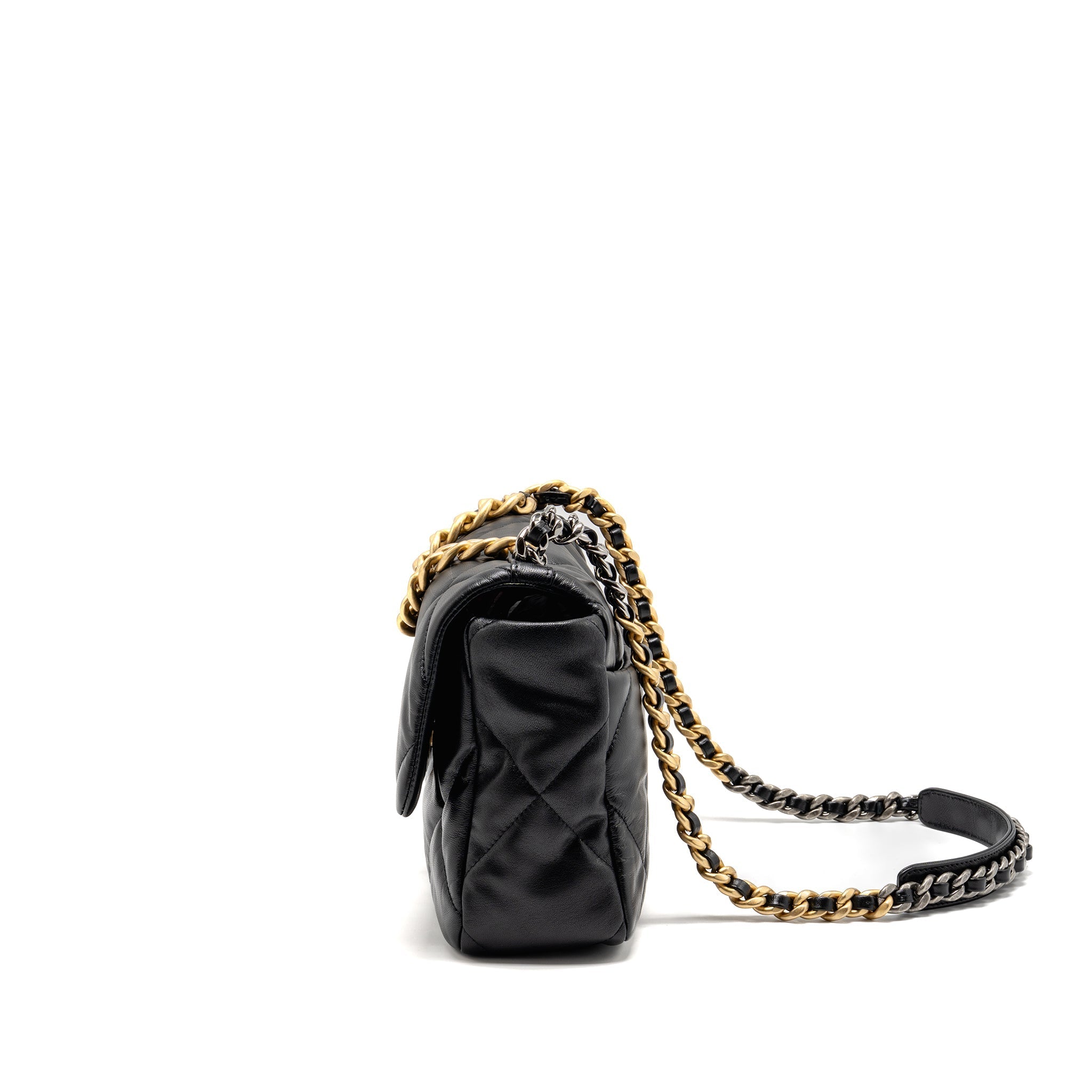 CHANEL LARGE 19 BAG GOATSKIN BLACK GHW