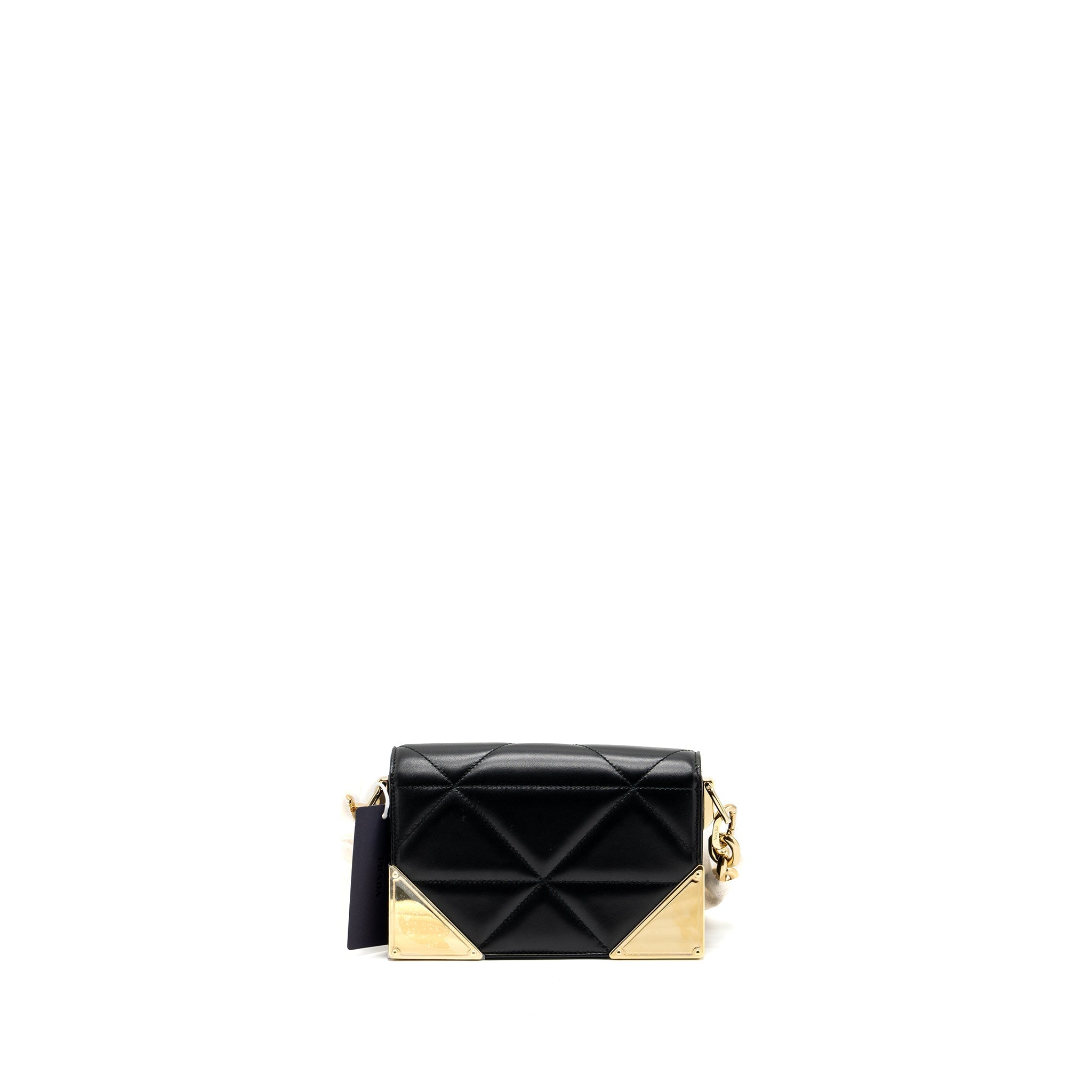 PRADA SHOULDER BAG QUILTED NAPPA LEATHER BLACK GHW