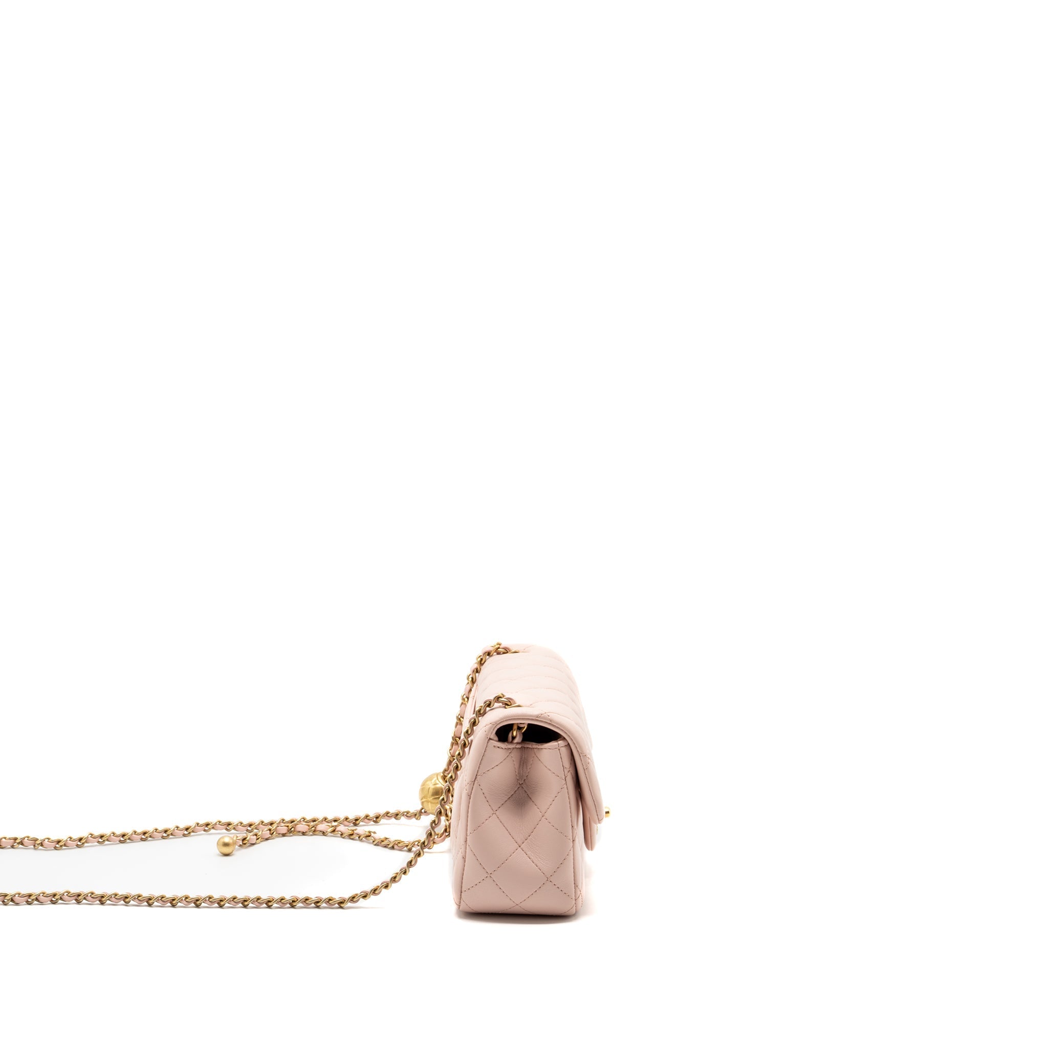 CHANEL 23K PEARL CRUSH MINI RECTANGULAR FLAP BAG LAMBSKIN LIGHT PINK GHW (MICROCHIP)