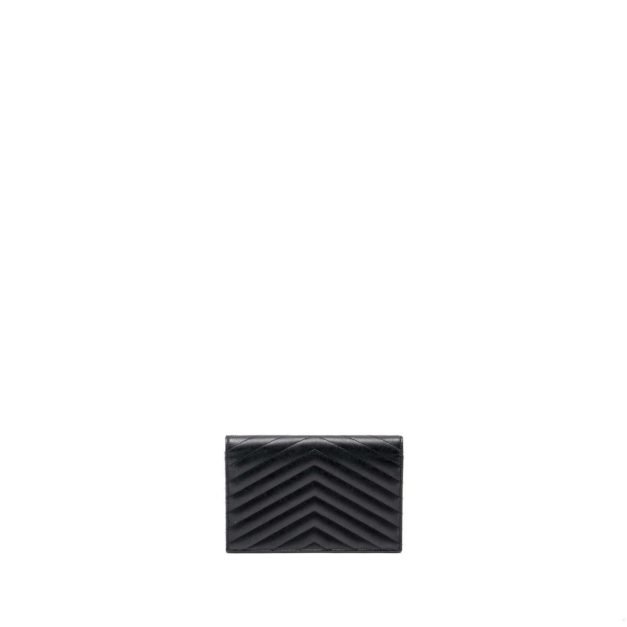SAINT LAURENT ENVELOPE WALLET ON CHAIN GRAINED CALFSKIN BLACK SHW