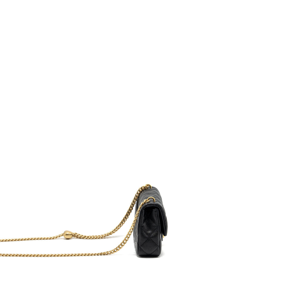 CHANEL 23P MINI COCO LOVE FLAP BAG CAVIAR BLACK GHW (MICROCHIP)