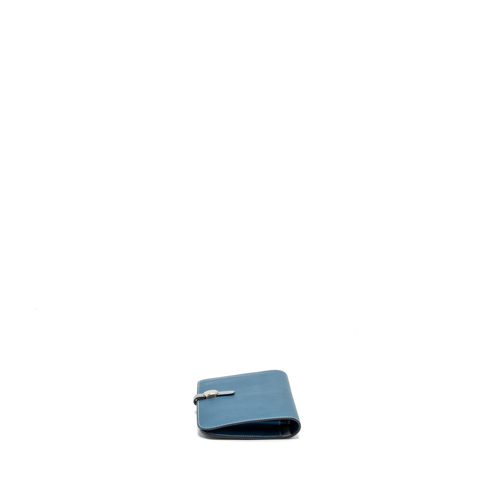 HERMES DOGON COMPACT WALLET SWIFT BLUE SHW