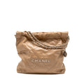 CHANEL SMALL 22 BAG CALFSKIN DARK BEIGE SHW (MICROCHIP)