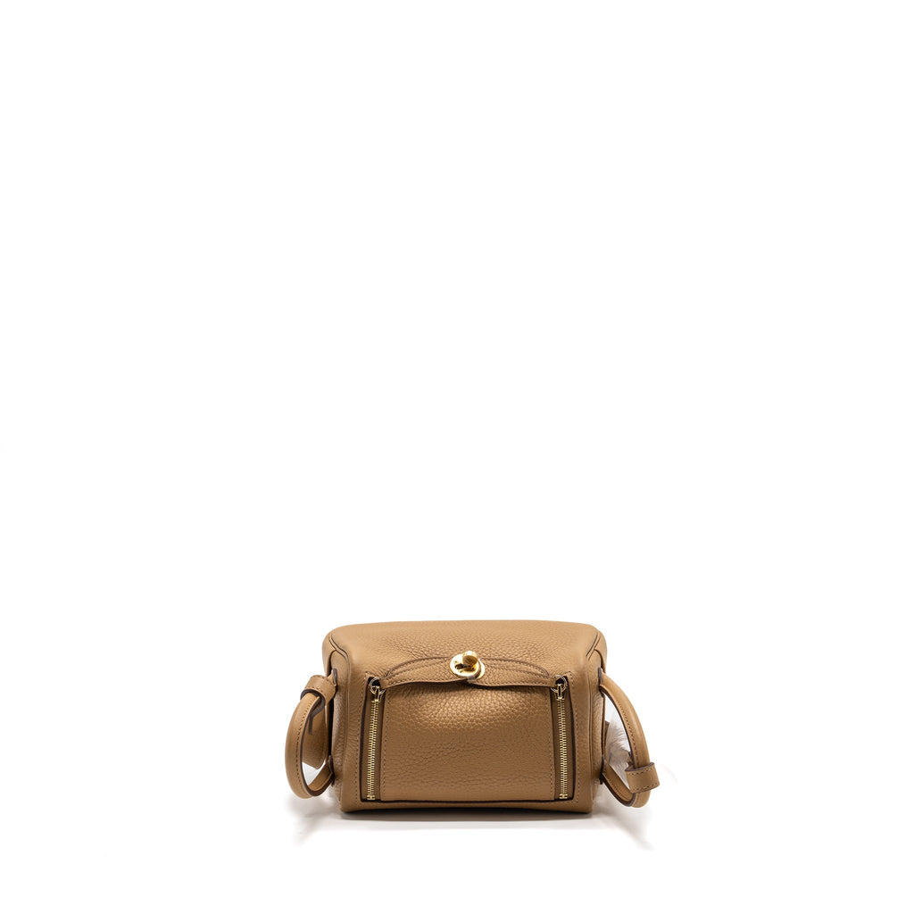 HERMES MINI LINDY CLEMENCE BISCUIT GHW
