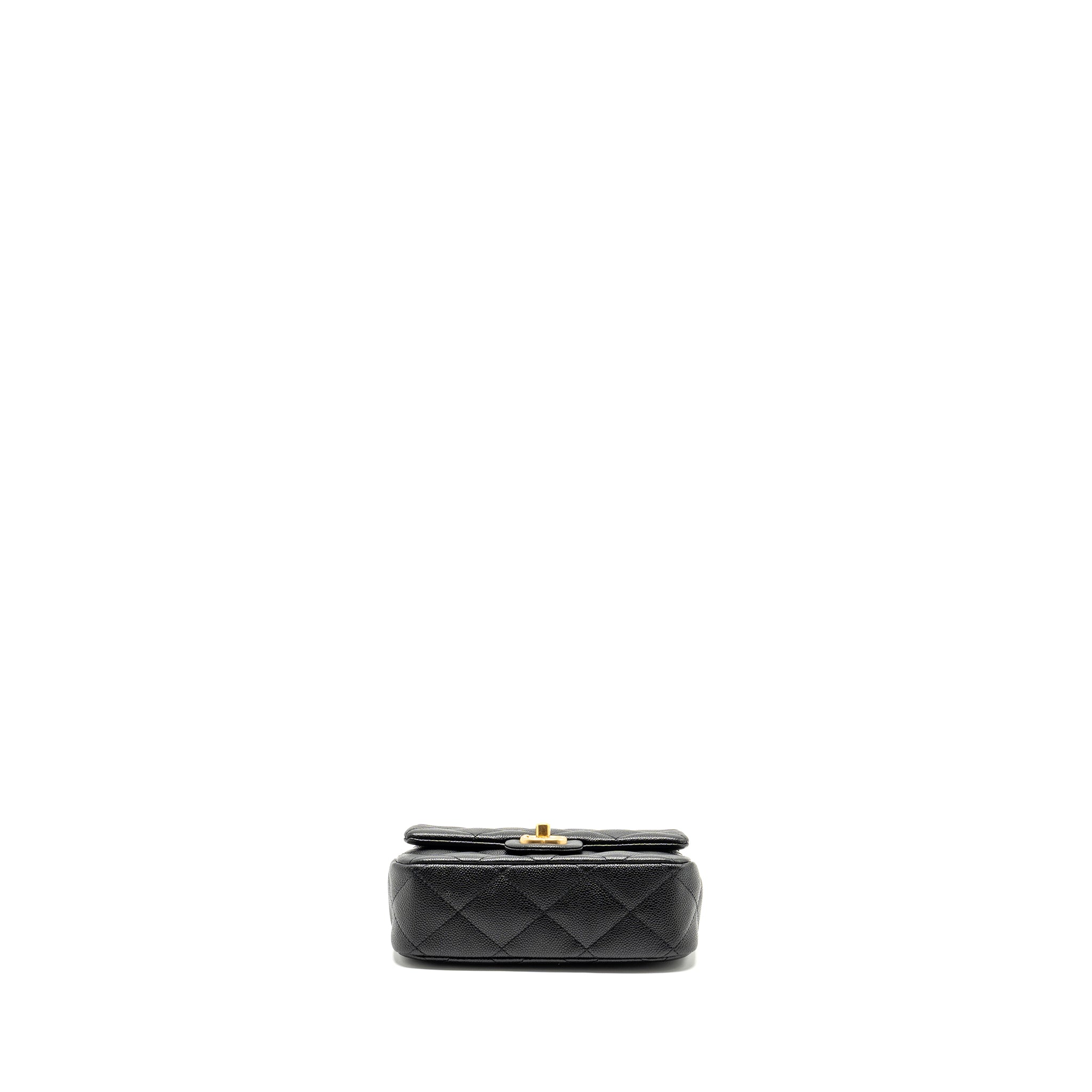 CHANEL COCO LOVE FLAP BAG ADJUSTABLE CHAIN CAVIAR BLACK GHW (MICROCHIP)