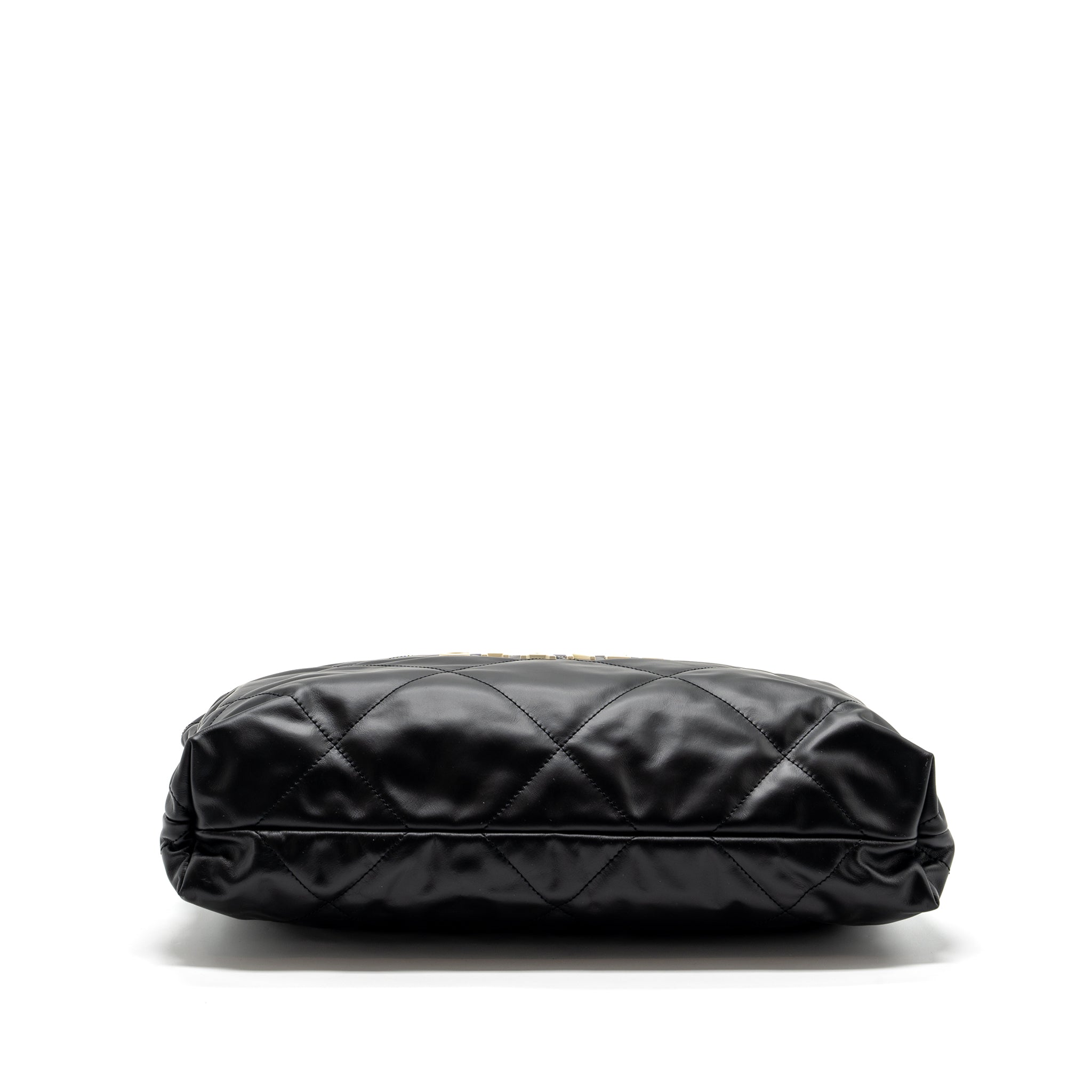 CHANEL MEDIUM 22 BAG WHITE LETTER CALFSKIN BLACK GHW(MICROCHIP)