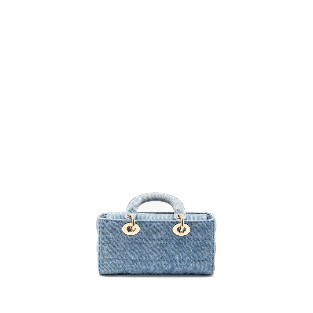DIOR SMALL LADY D-JOY BAG MACROCANNAGE DENIM BLUE LGHW