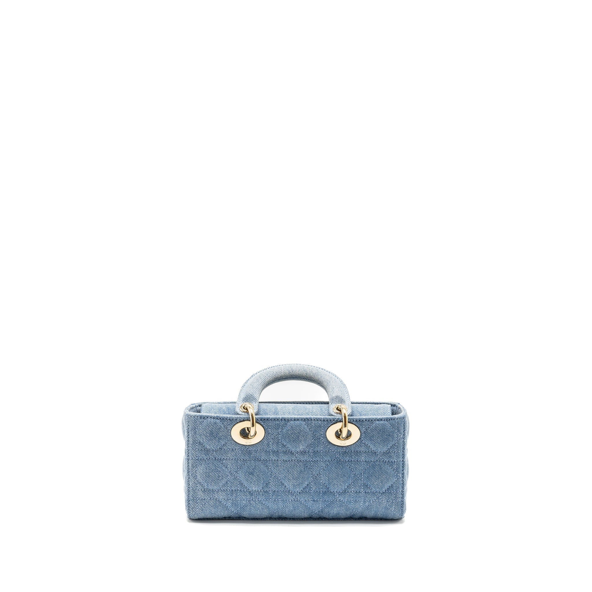 DIOR SMALL LADY D-JOY BAG MACROCANNAGE DENIM BLUE LGHW
