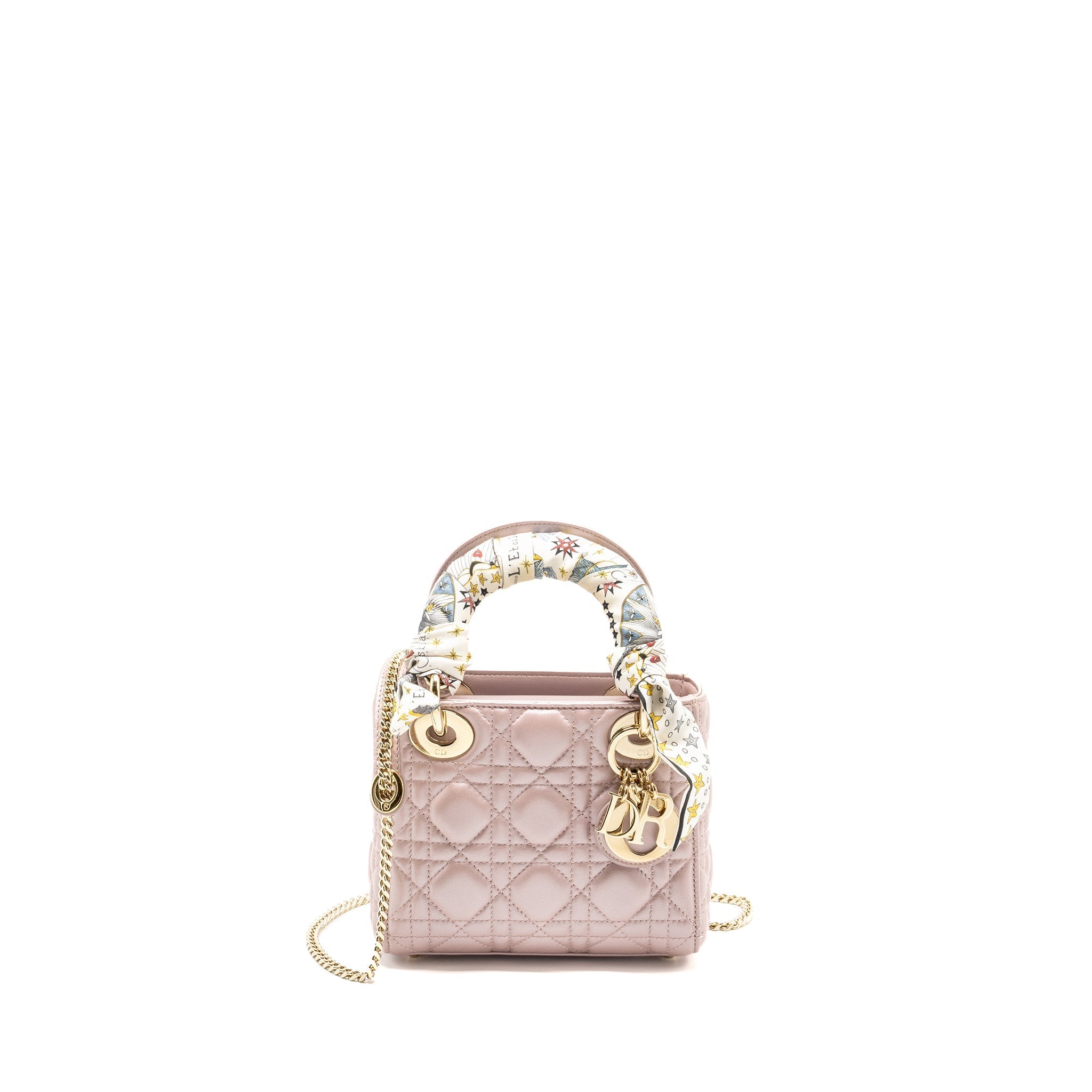 DIOR MINI LADY DIOR LAMBSKIN LOTUS PINK LGHW