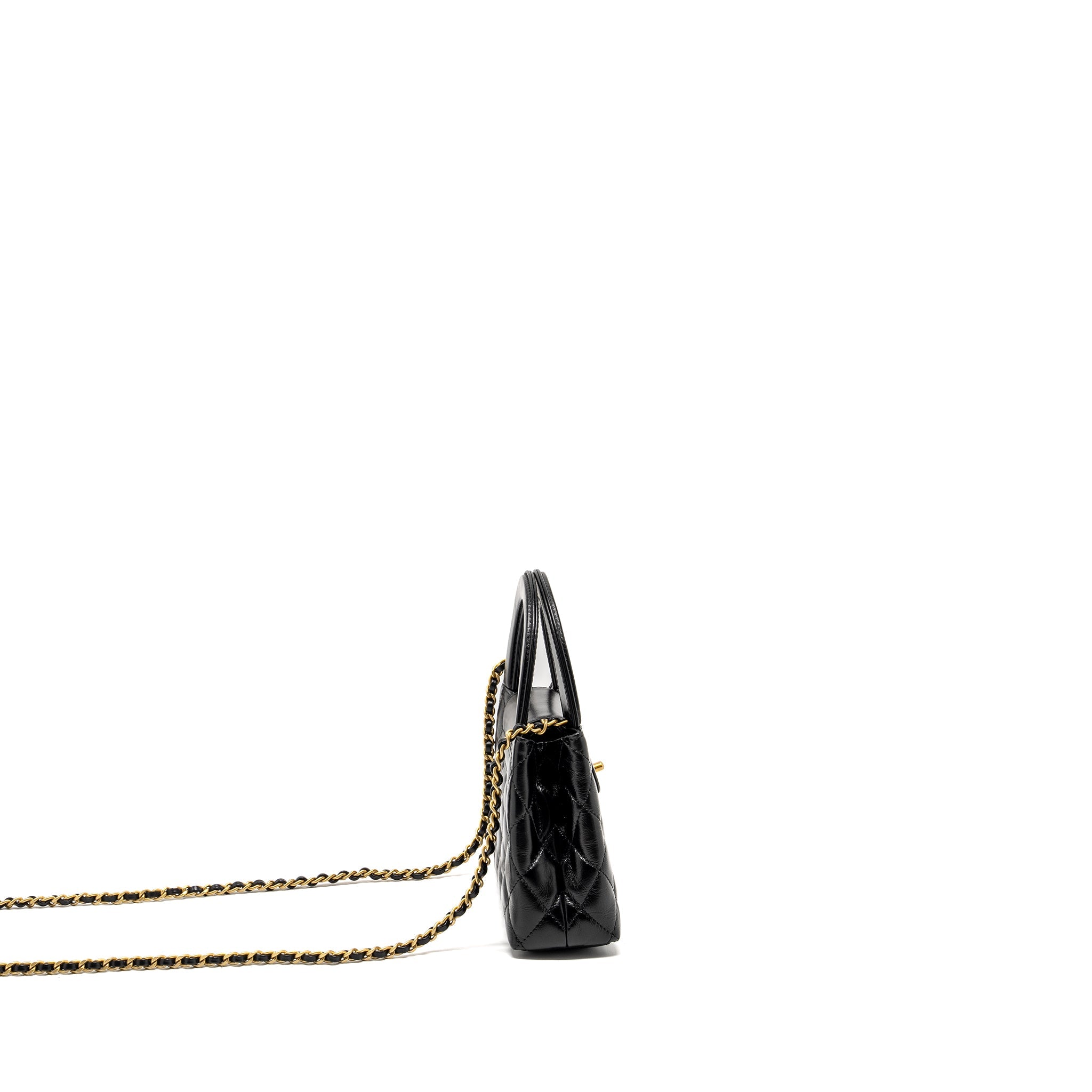 CHANEL MINI KELLY SHOPPING TOTE BAG CALFSKIN BLACK GHW (MICROCHIP)