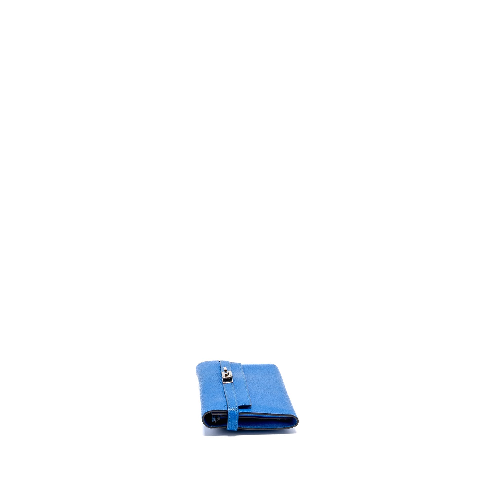 HERMES KELLY LONG WALLET CHÈVRE MYSORE BLUE HYDRA SHW