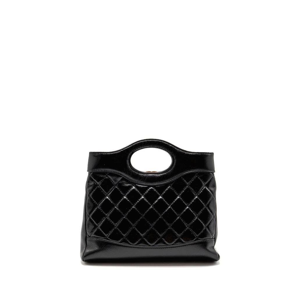 CHANEL MINI 31 BAG SHINY LAMBSKIN BLACK LGHW (MICROCHIP)