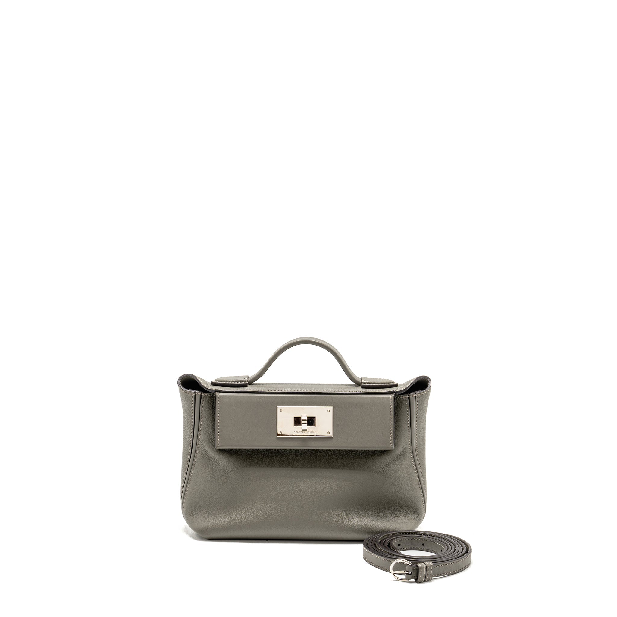 HERMES MINI 2424 24/24-21 BAG EVERCOLOR/SWIFT GRIS MEYER SHW