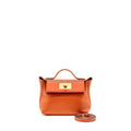 HERMES MINI 24/24 2424-21 BAG EVERCOLOR/ SWIFT TERRE/ CAPUCINE / ANEMONE GHW