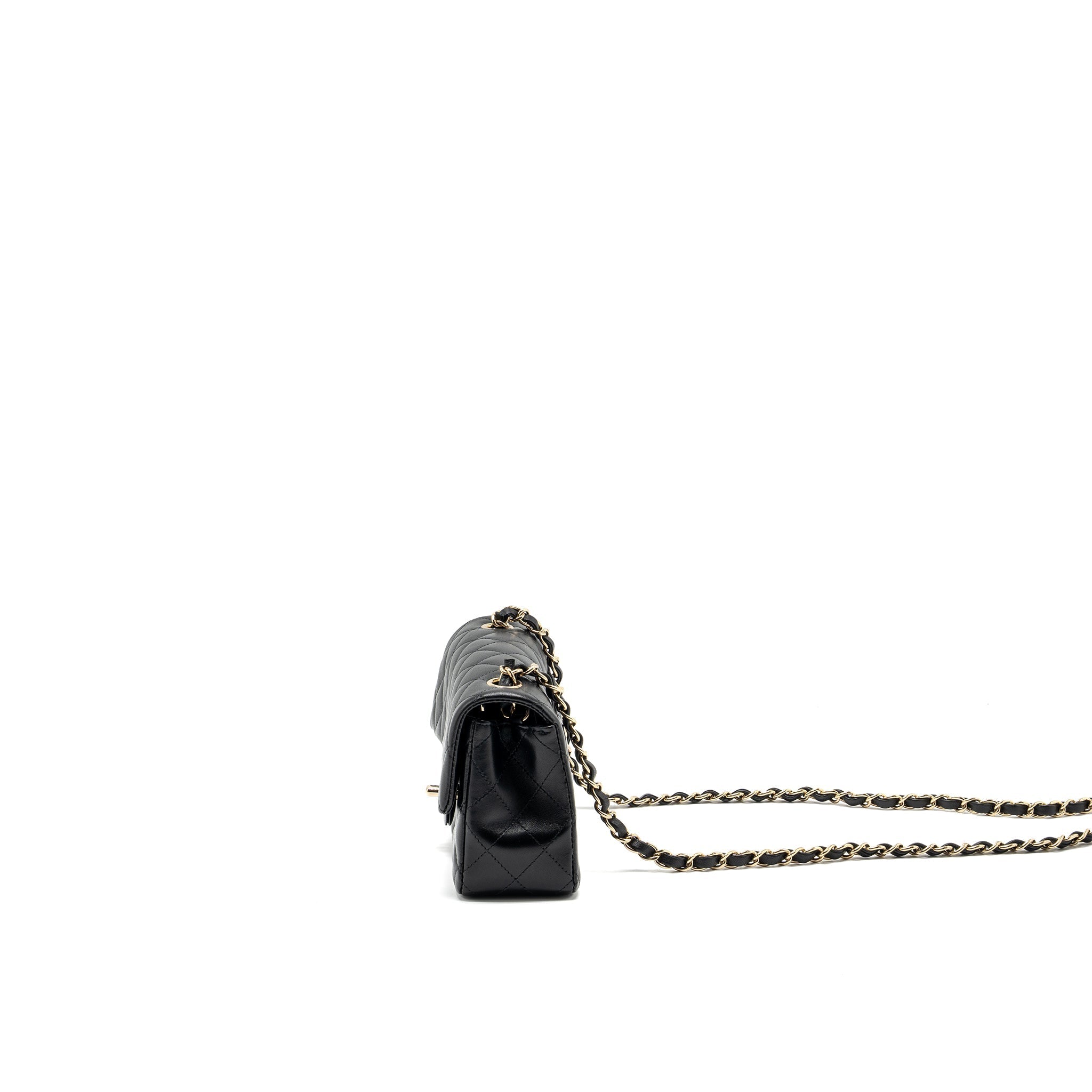 CHANEL MINI RECTANGULAR FLAP BAG LAMBSKIN BLACK LGHW (MICROCHIP)