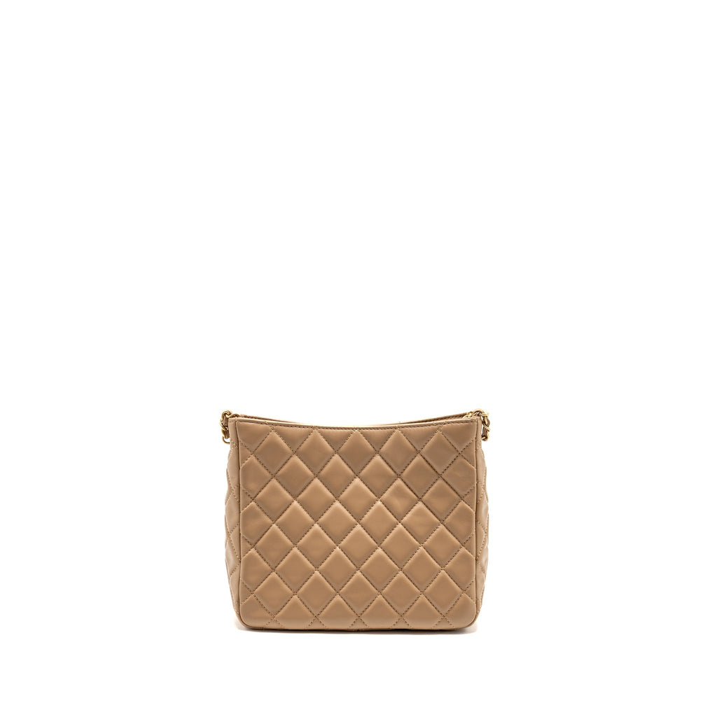 CHANEL PEARL CRUSH HOBO BAG LAMBSKIN BEIGE GHW (MICROCHIP)
