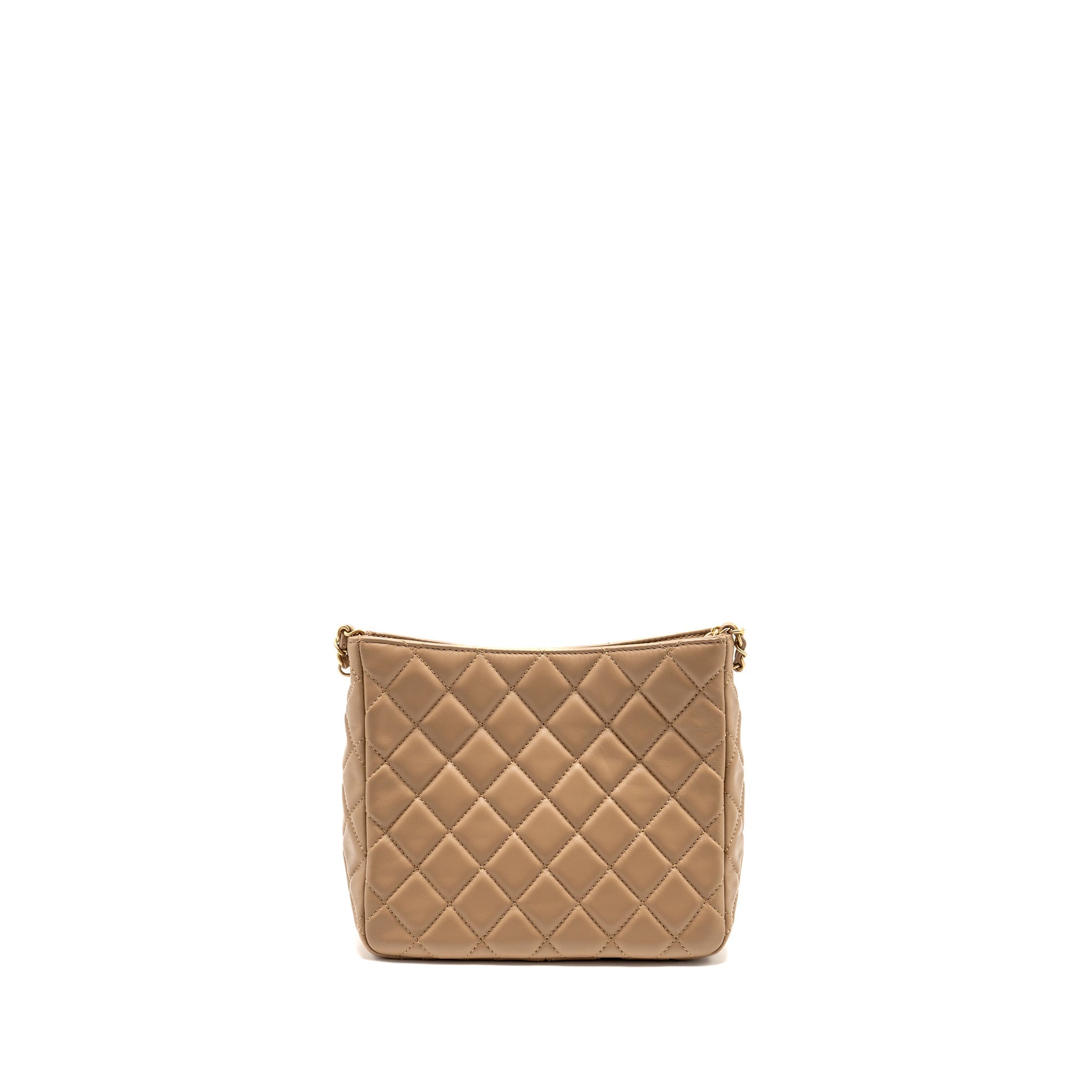 CHANEL PEARL CRUSH HOBO BAG LAMBSKIN BEIGE GHW (MICROCHIP)
