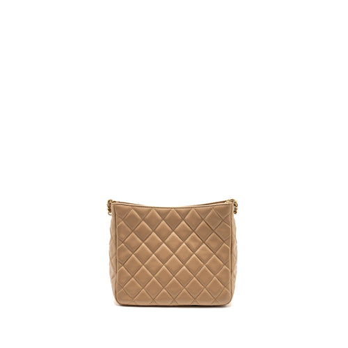 CHANEL PEARL CRUSH HOBO BAG LAMBSKIN BEIGE GHW (MICROCHIP)