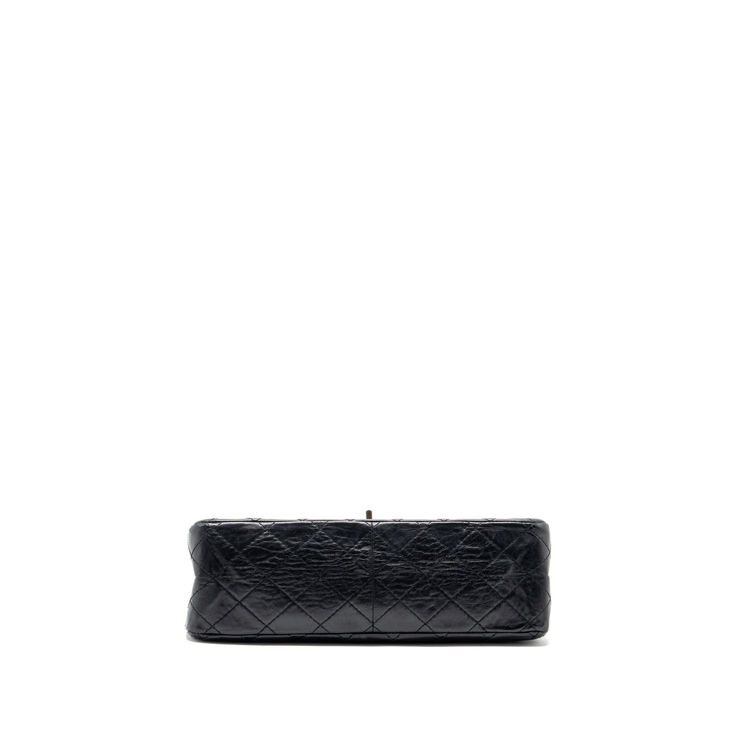 CHANEL LARGE 2.55 REISSUE FLAP BAG AGED CALFSKIN BLACK LGHW
