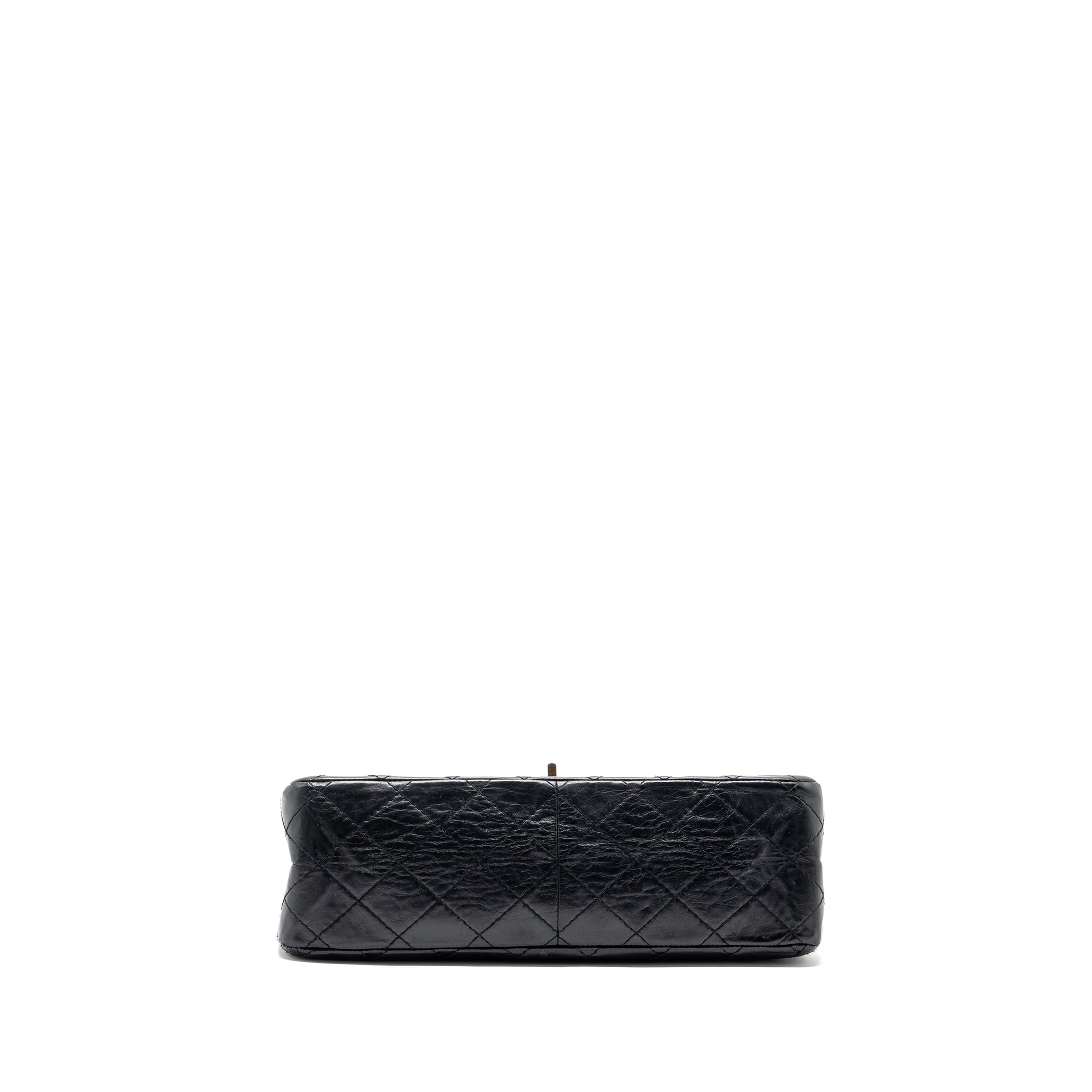 CHANEL LARGE 2.55 REISSUE FLAP BAG AGED CALFSKIN BLACK LGHW