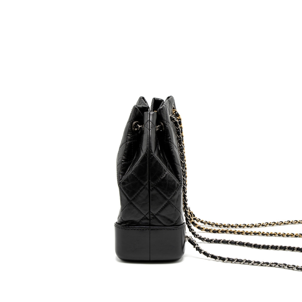 CHANEL SMALL GABRIELLE BACKPACK CALFSKIN BLACK MULTICOLOUR HARDWARE (MICROCHIP)