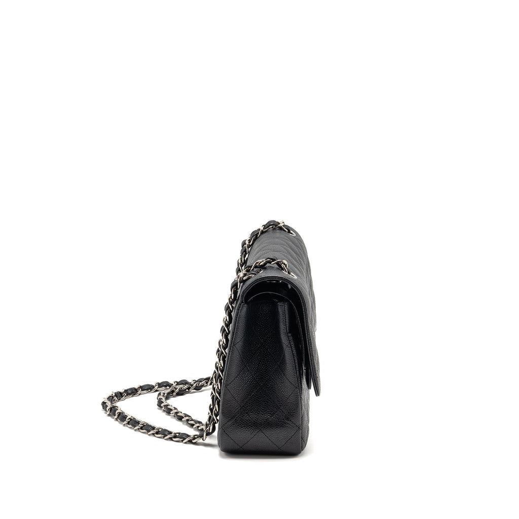 CHANEL JUMBO CLASSIC DOUBLE FLAP BAG CAVIAR BLACK SHW