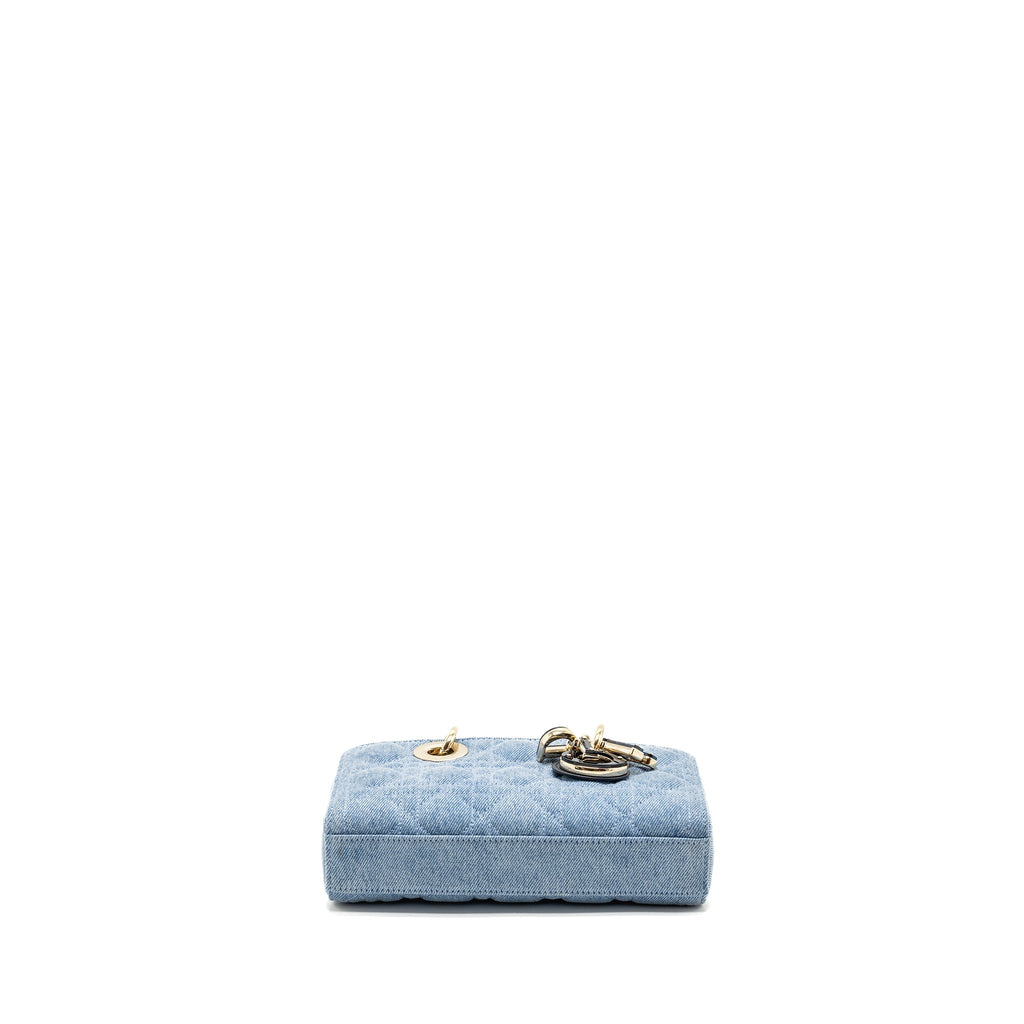 DIOR SMALL LADY D-JOY BAG MACROCANNAGE DENIM BLUE LGHW