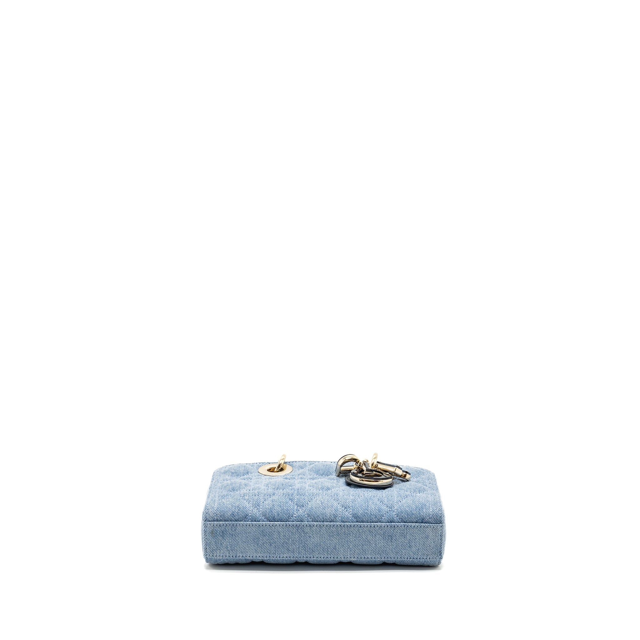 DIOR SMALL LADY D-JOY BAG MACROCANNAGE DENIM BLUE LGHW