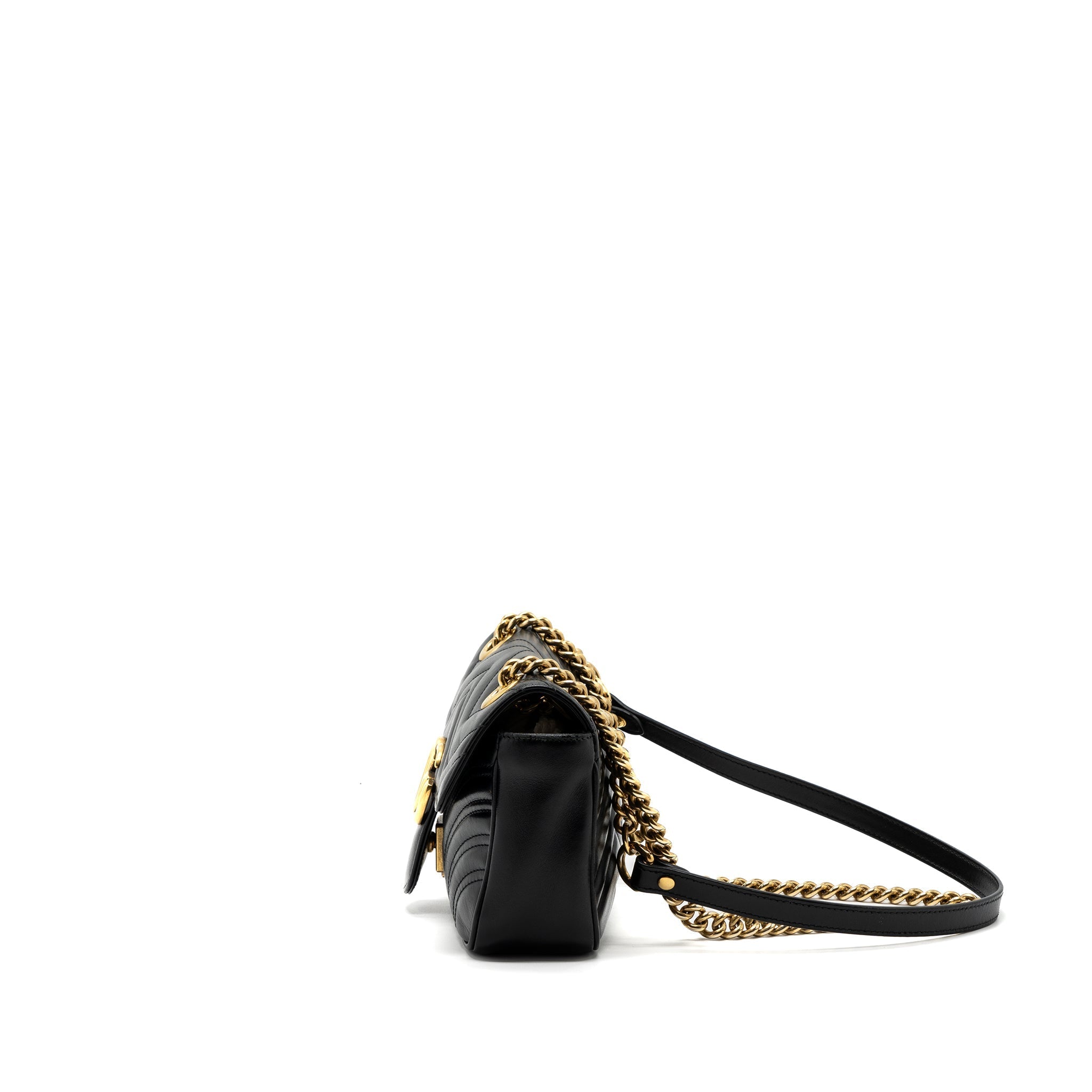 GUCCI MINI GG MARMONT BAG CALFSKIN BLACK BRUSHED GHW