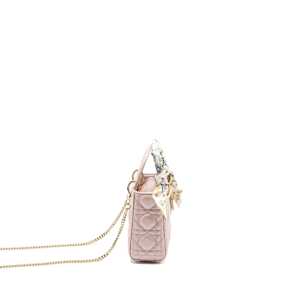 DIOR MINI LADY DIOR LAMBSKIN LOTUS PINK LGHW