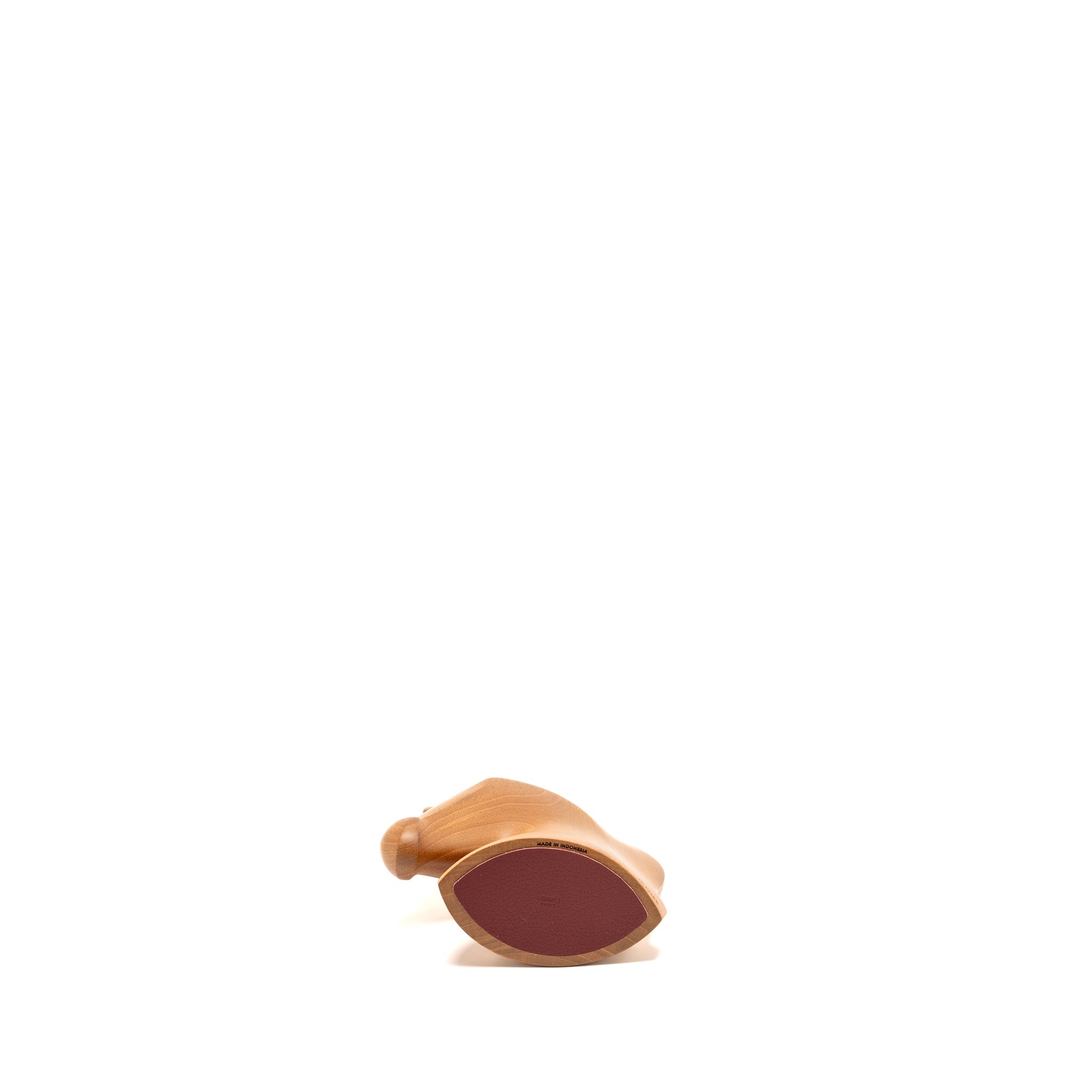 HERMES SAMARCANDE PAPERWEIGHT SOLID NATURAL MAHOGANY/SMOOTH TAURILLON LEATHER NATUREL