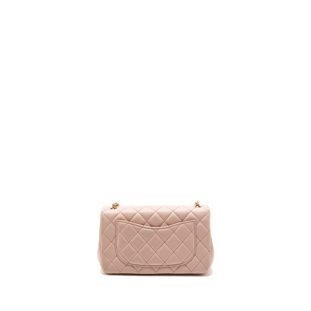 CHANEL 23K PEARL CRUSH MINI RECTANGULAR FLAP BAG LAMBSKIN LIGHT PINK GHW (MICROCHIP)