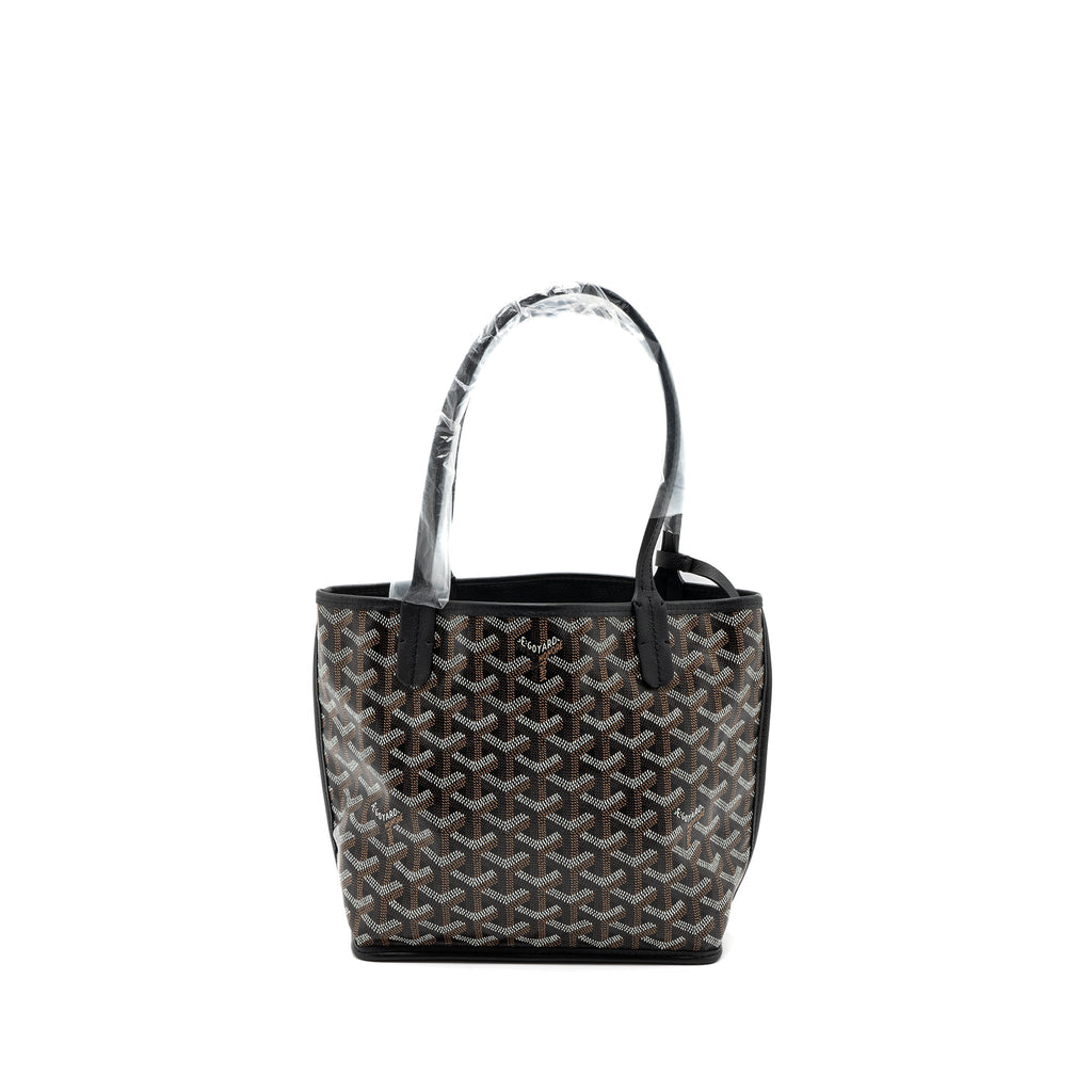 GOYARD MINI ANJOU TOTE BAG CANVAS / CALFSKIN BLACK SHW