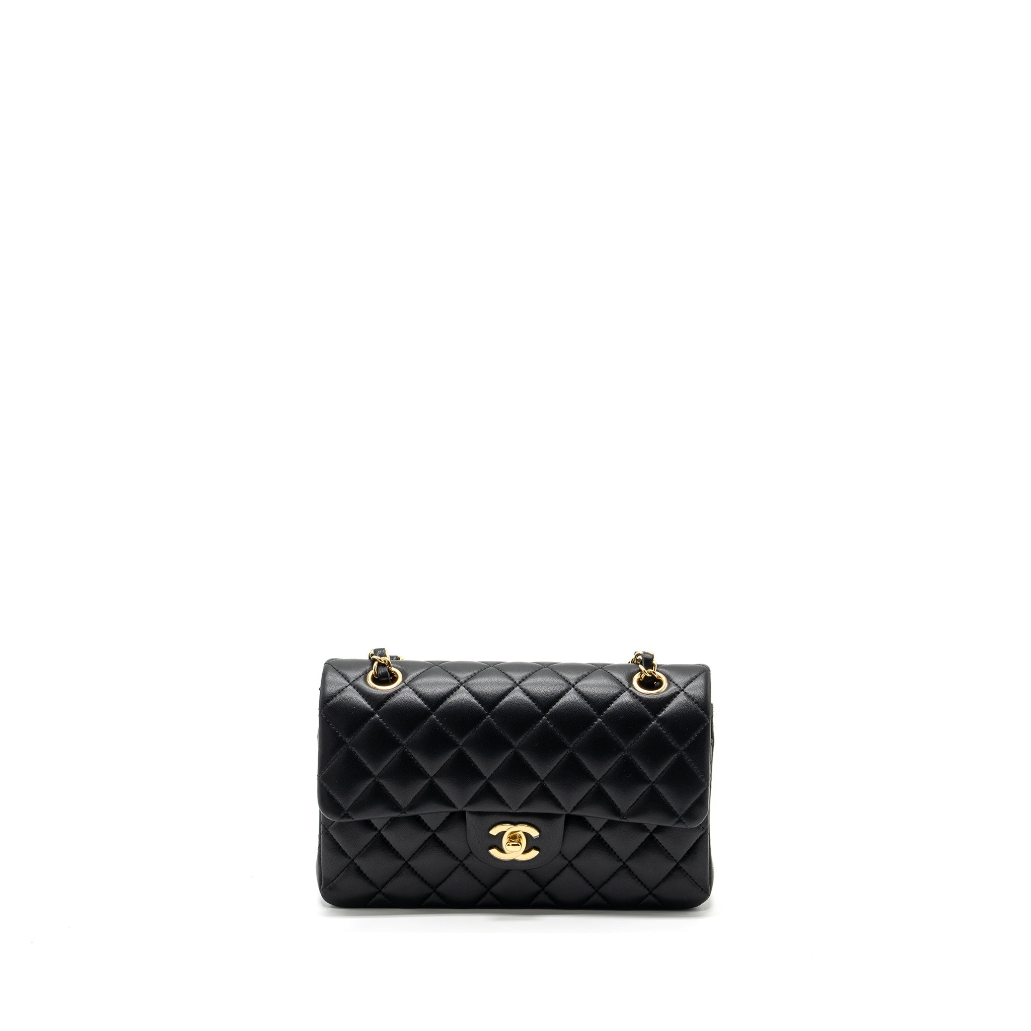 CHANEL SMALL CLASSIC DOUBLE FLAP LAMBSKIN BLACK GHW (MICROCHIP)