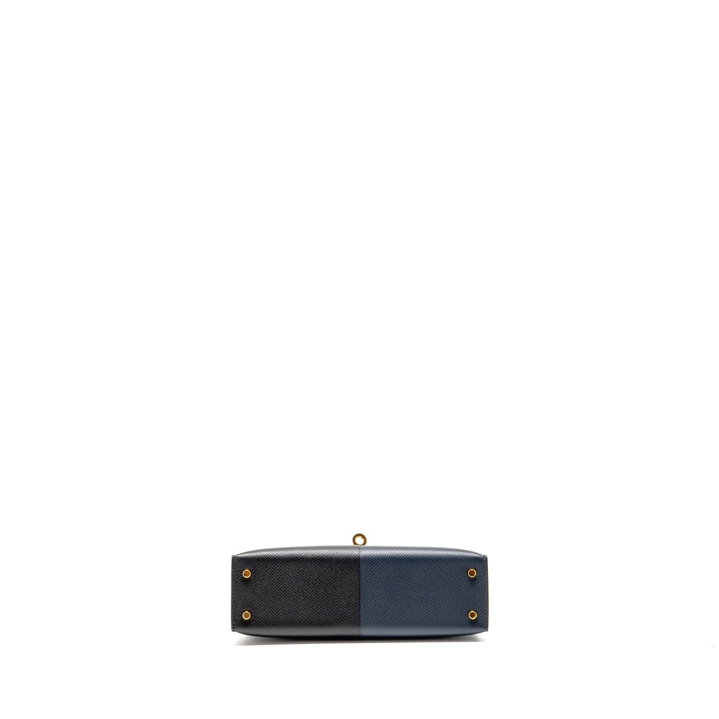 HERMES MINI KELLY II CASAQUE EPSOM BLEU INDIGO/NOIR/ROUGE GRENAT GHW