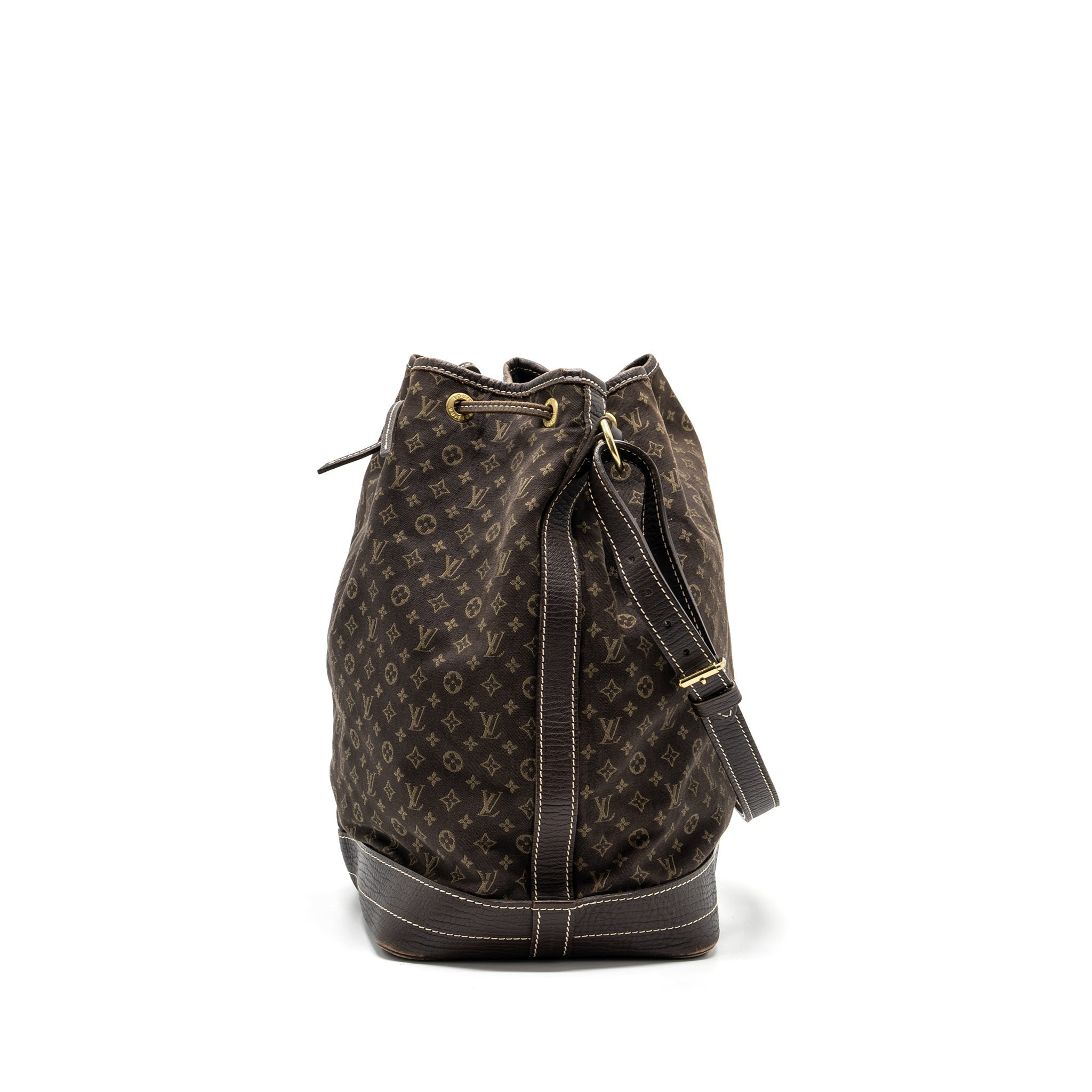 LOUIS VUITTON LIN NOE BAG FABRIC/LEATHER EBENE GHW